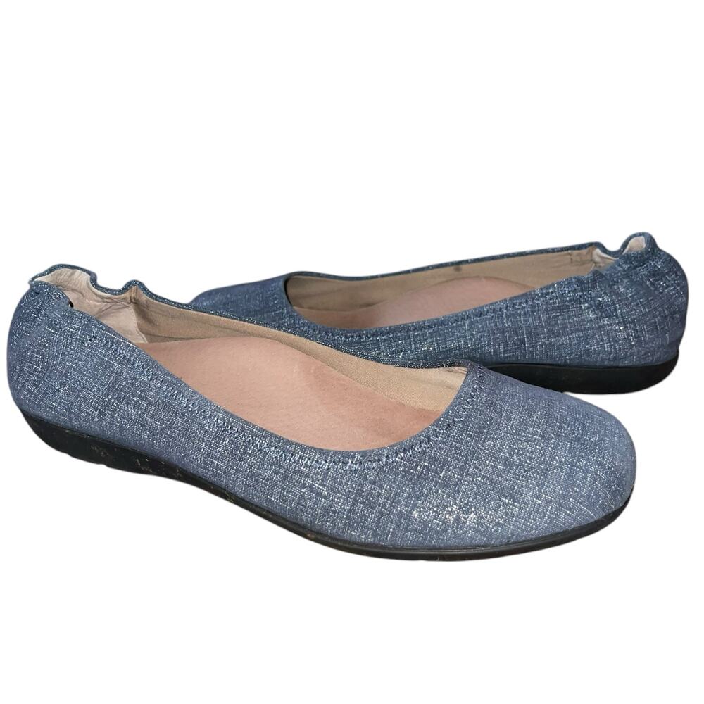 Abeo Ballet Flats 9.5N Tammy Leather Arch Support Metatarsal Denim Slip On Shoes